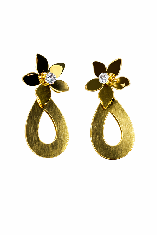 Gold-Tone Floral Drop Earrings