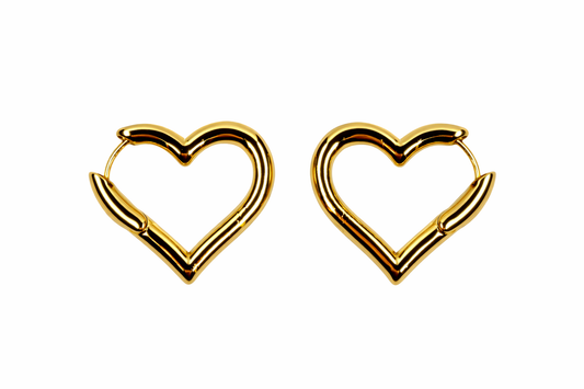 Gold-Tone Heart Shaped Hoop Earrings