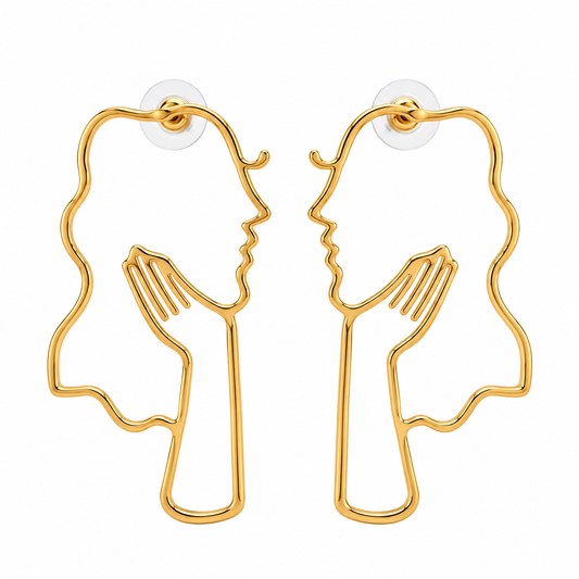 Gold-Tone Angel Wing Outline Statement Earrings