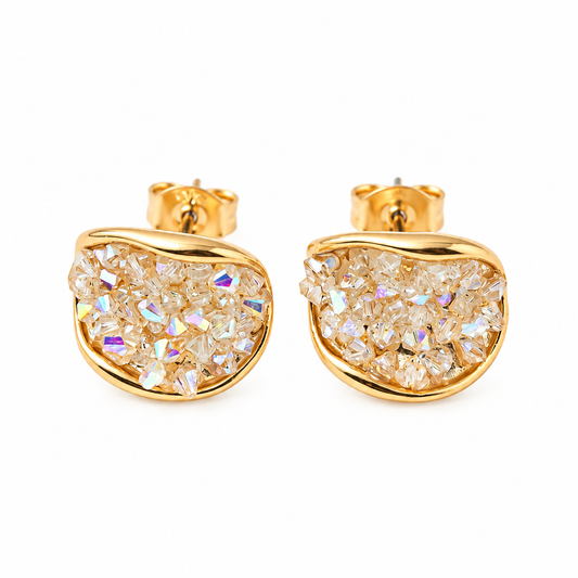 Gold-Plated Crystal Stone Stud Earrings