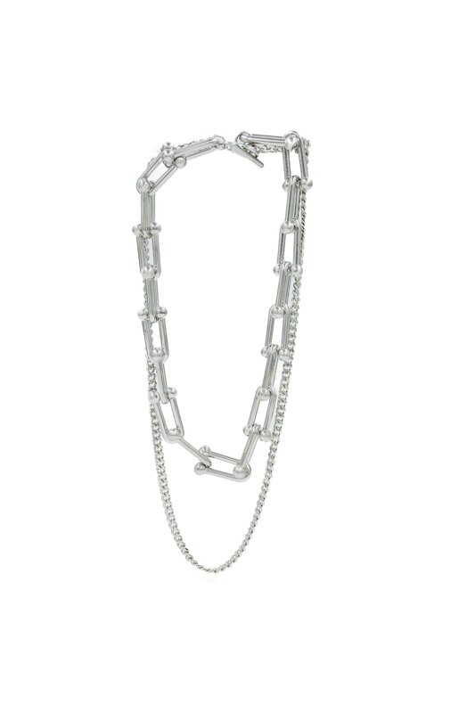Silver Fusion Link Layered Necklace
