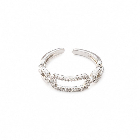Elegant Silver Crystal Cuff Ring