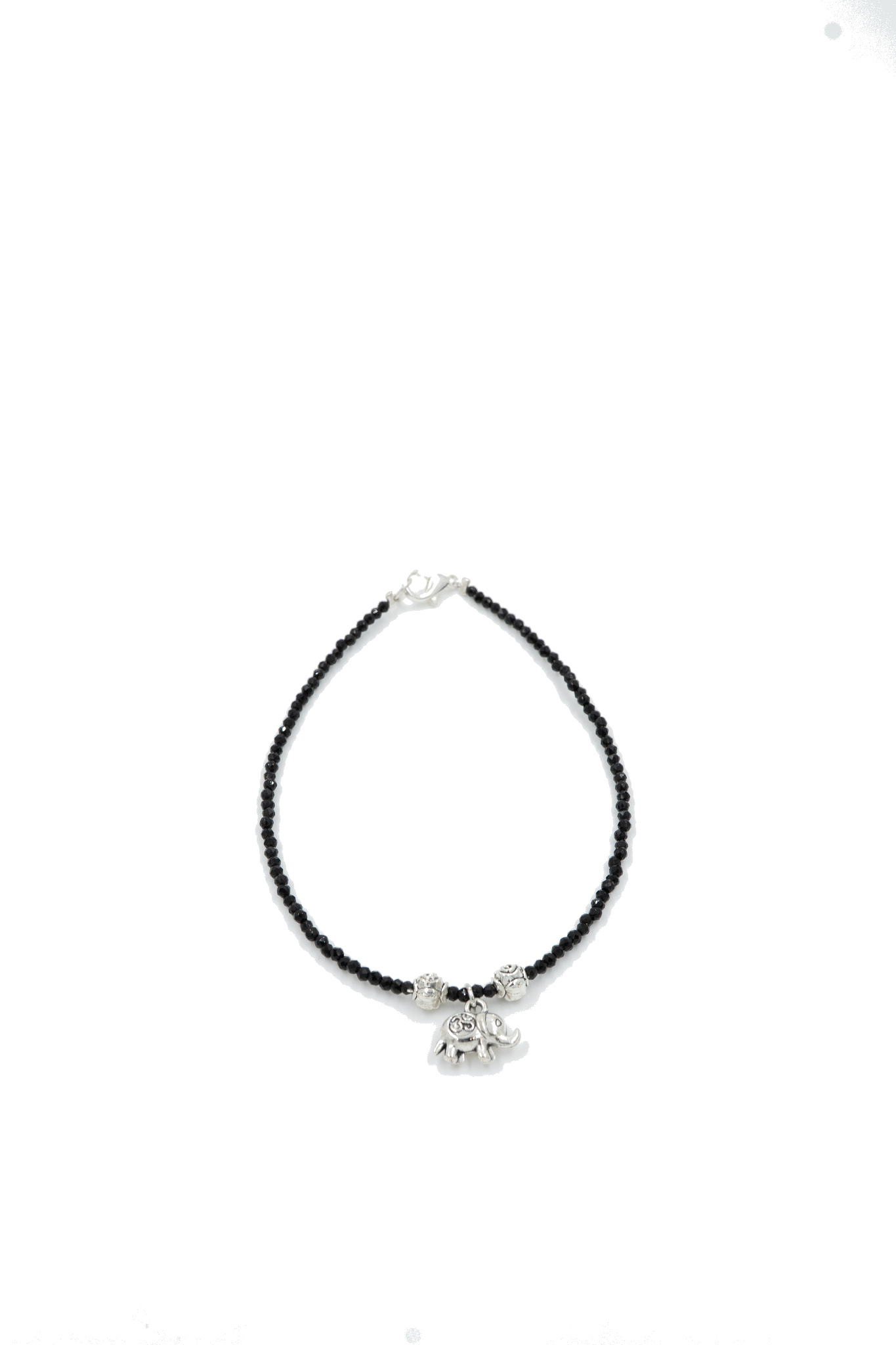 Black Beaded Elephant Charm Anklet