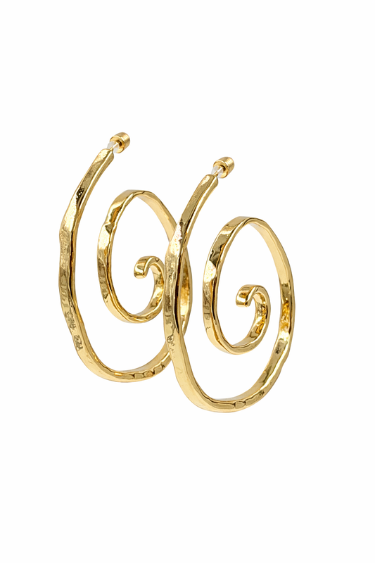 Round Golden Helix Hoops Earring