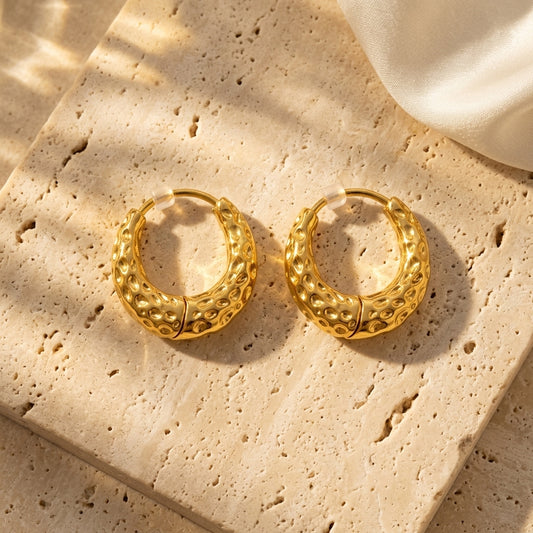 Gold Textured Hoop Earrings - photo 2