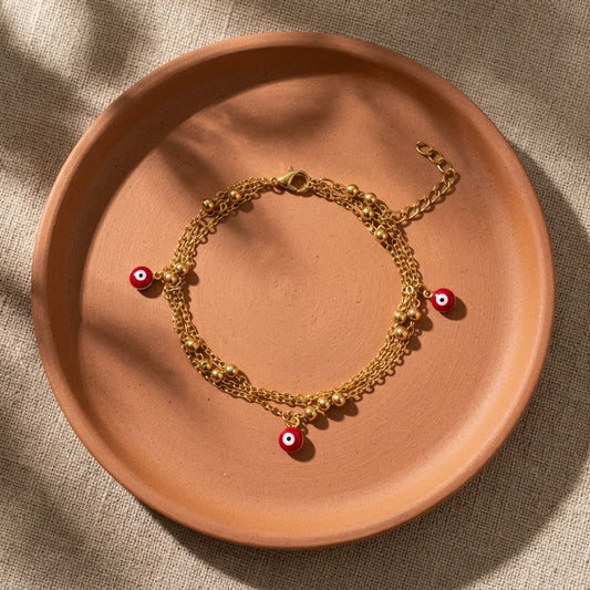 Gold Plated Evil Eye Charm Anklet for Women - photo 2