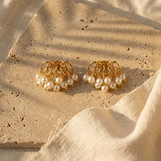 Gold-Plated Pearl Cascade Drop Earrings