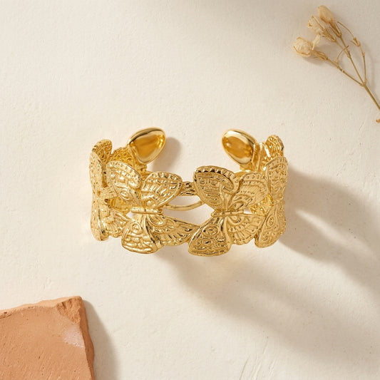 Golden Butterfly Open Cuff Bracelet