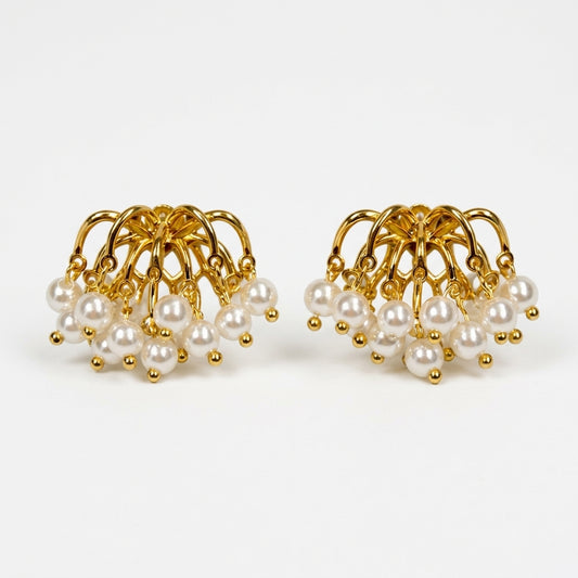 Gold-Plated Pearl Cascade Drop Earrings