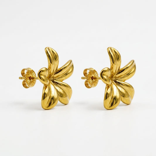 Golden Blossom Floral Stud Earrings