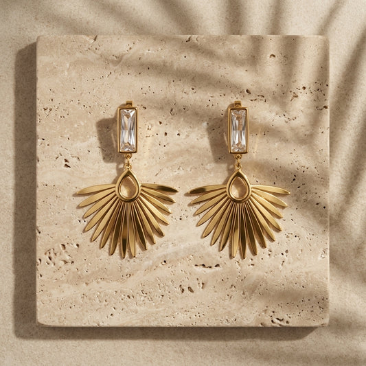 Golden Sunburst Statement Earrings