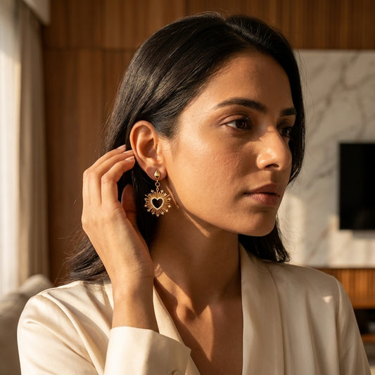 Radiant Heartburst Gold Drop Earrings