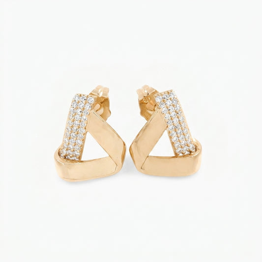 Sparkling Triangle Pave Hoop Earrings