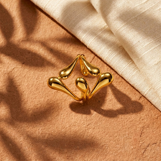 Pusha Liquid Flow Gold Statement Ring