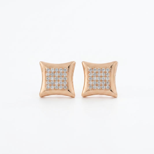 Satin Gold Cushion Stud Earrings