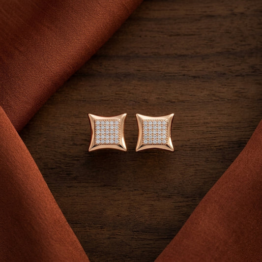 Satin Gold Cushion Stud Earrings