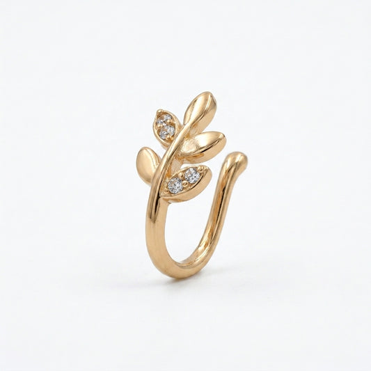 Pusha Rose Gold Stylish Enchanted Leaf Nose Pin