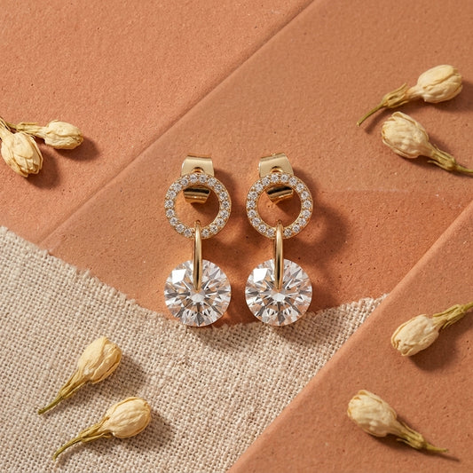 Gem Circle Charm Earring