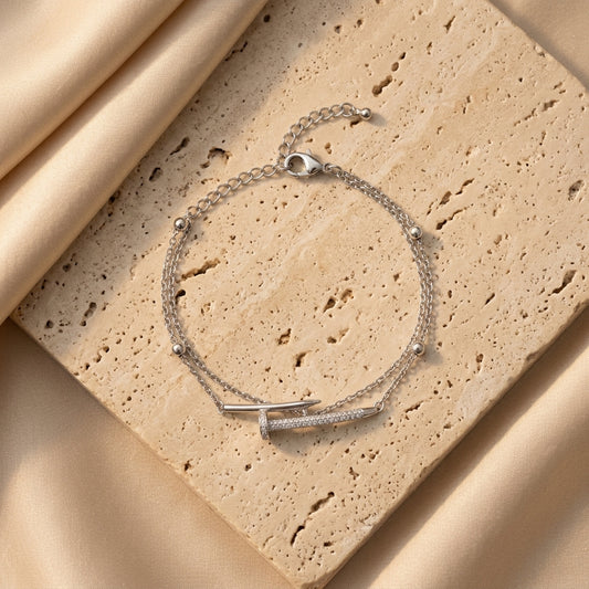 Silver Nail Charm Bracelet