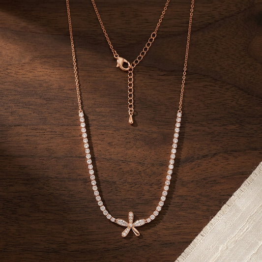 Rose Gold Bow Pendant Necklace