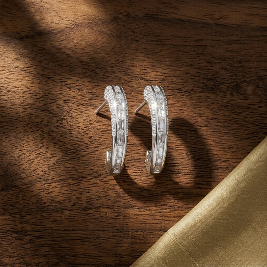 Crystal Curve Hoop Earrings