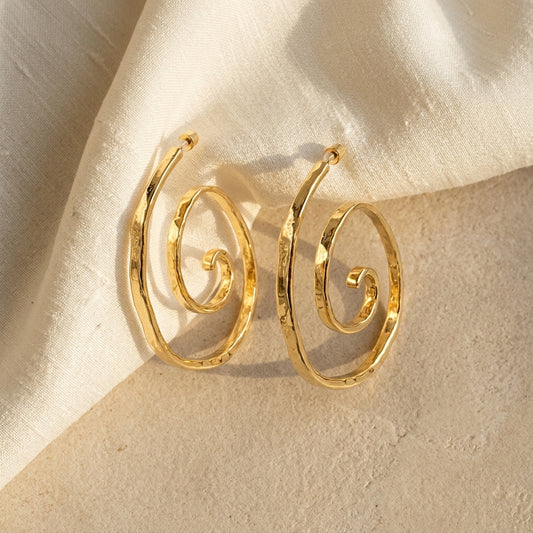 Round Golden Helix Hoops Earring