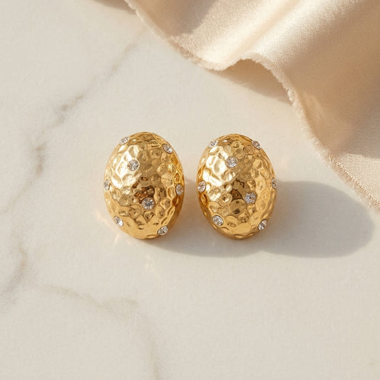 Golden Orb Crystal Studs