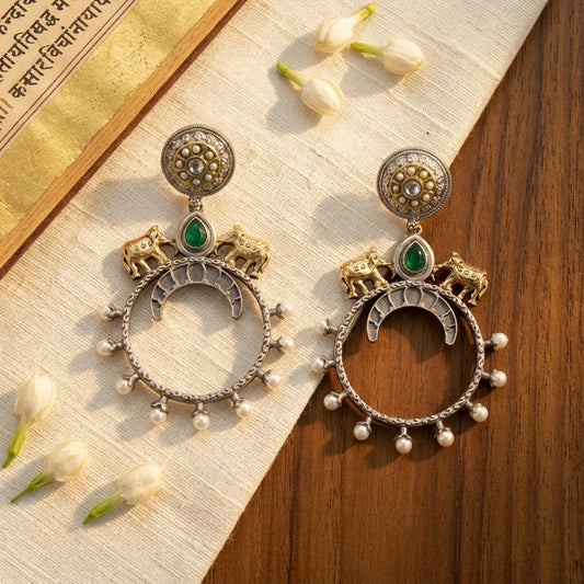 Royal Heritage Oxidized Dangler Earrings