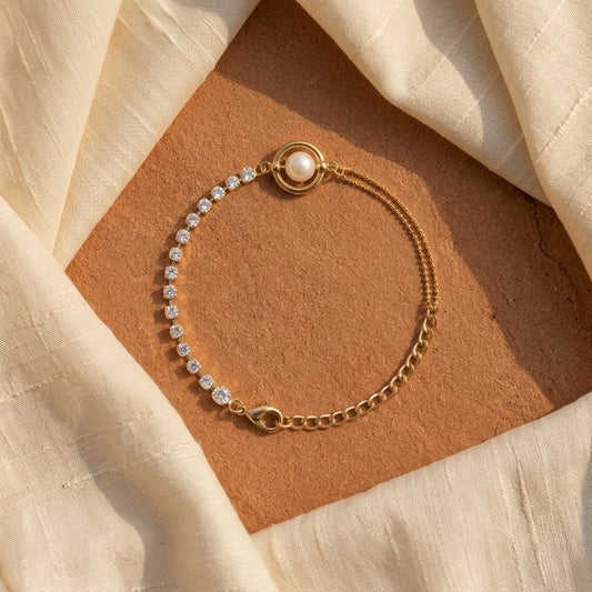 Elegant Pearl & Crystal Chain Anklet - photo 2