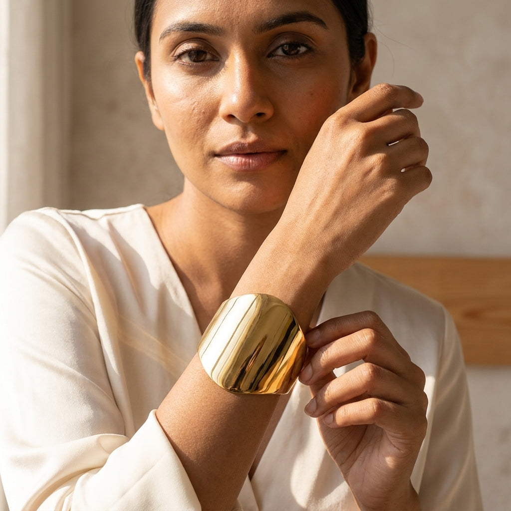 Sculpted dome Gold Cuff Bracelet - photo 4
