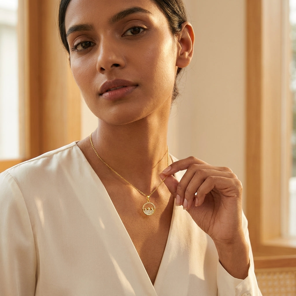 Radiant Circle Gold Pendant - photo 3