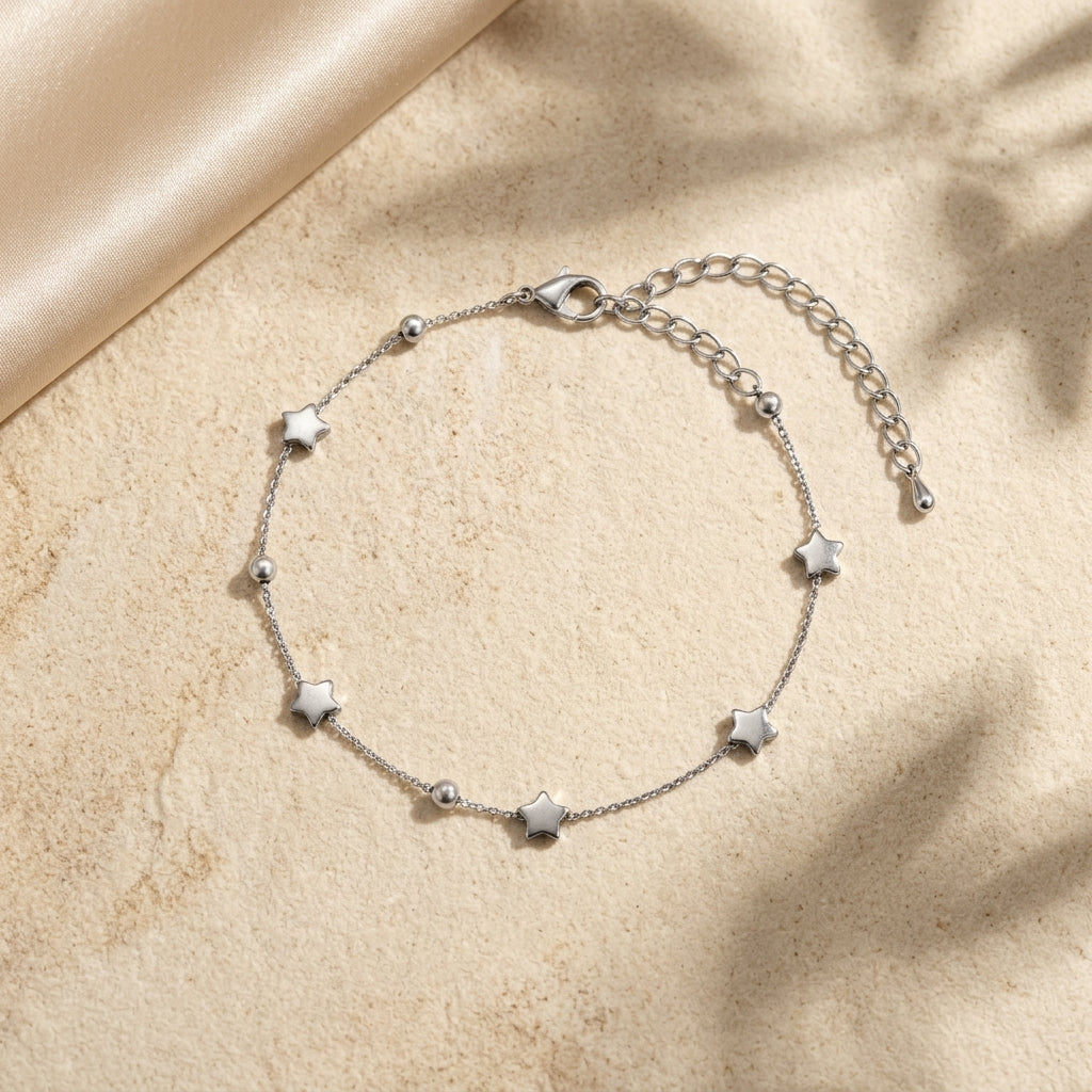 Celestial Star Charm Silver Anklet - photo 2