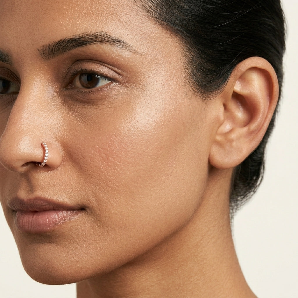 Pusha Stylish Rose Gold Sparkle Nose Pin - photo 3