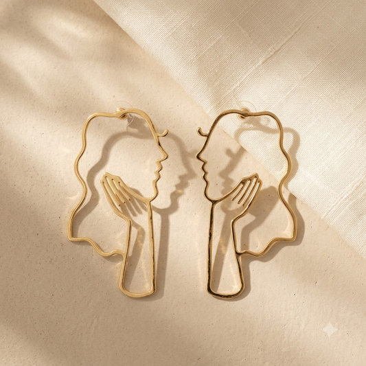 Gold-Tone Angel Wing Outline Statement Earrings