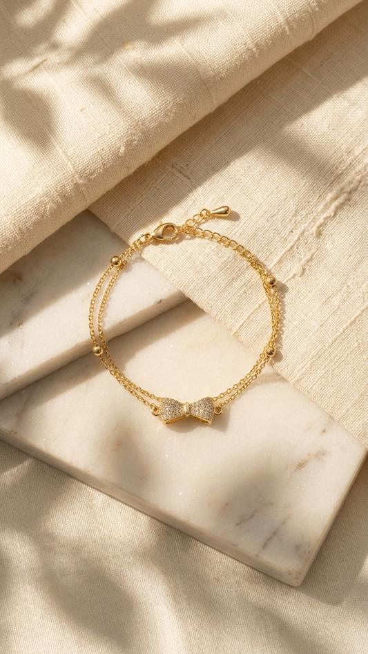Golden Grace Bow Bracelet