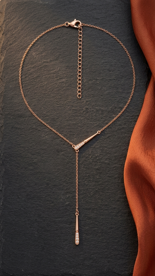 Golden Sleek Drop Pendant Necklace