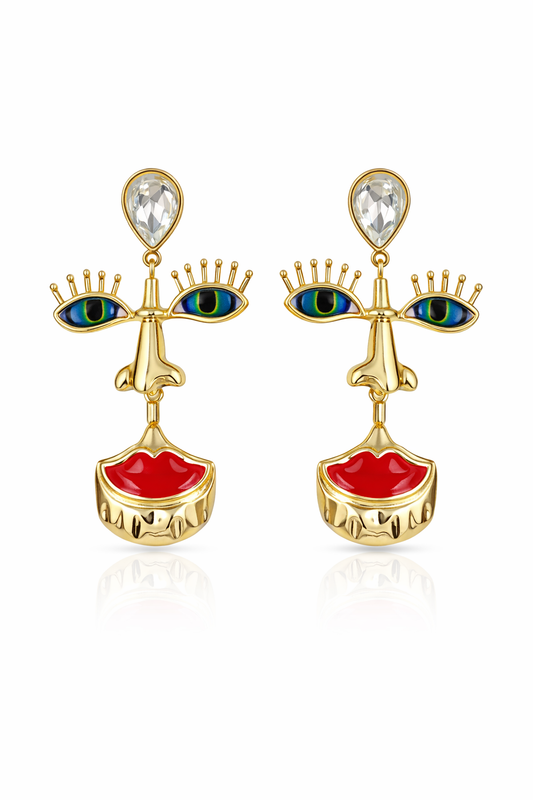 Luxe Look Eye-Lip Earrings