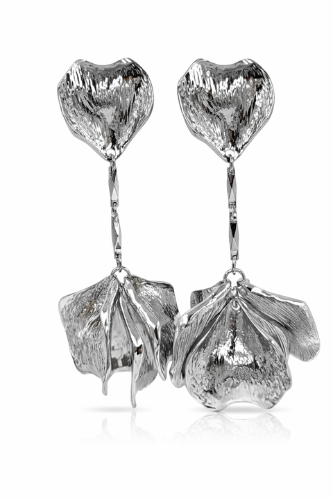 Royal Petalia Silver Statement Earrings