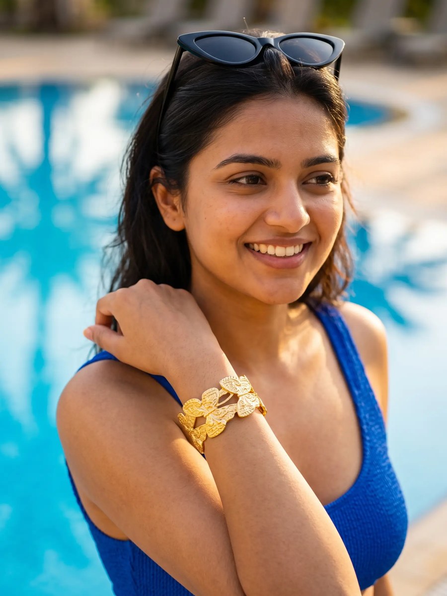 Model wearing Pusha bracelets